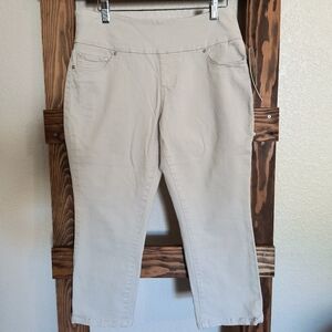 Jag Petite Highrise Peri Straight Tan Crop Cotton Capris NWT